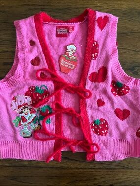 Y2K | Y2K Vibes Modern Strawberry Shortcake Knit Like Pink Vest Women it Girls